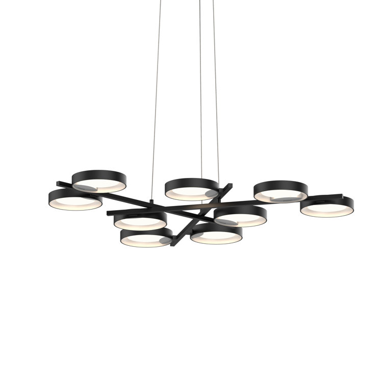Satin Black Aluminum LED Sputnik Geometric Chandelier