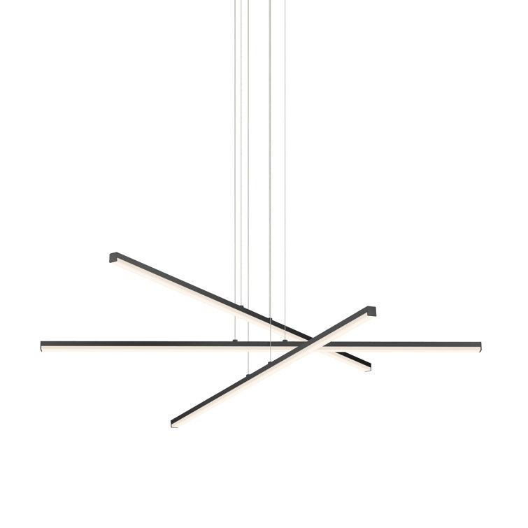 Satin Black 40" LED Pendant Light with Glass Diffusers