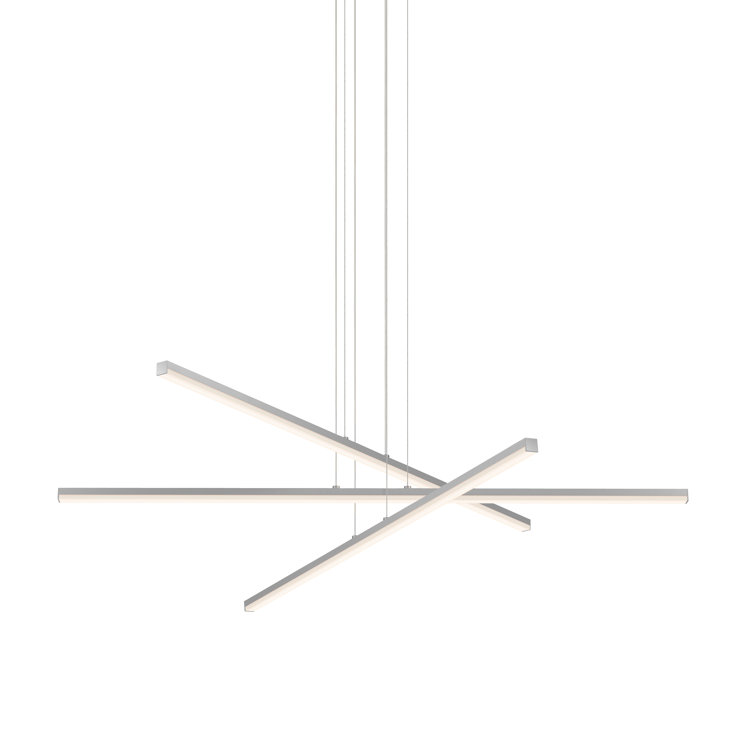 Bright Satin Aluminum 40" Modern LED Linear Chandelier