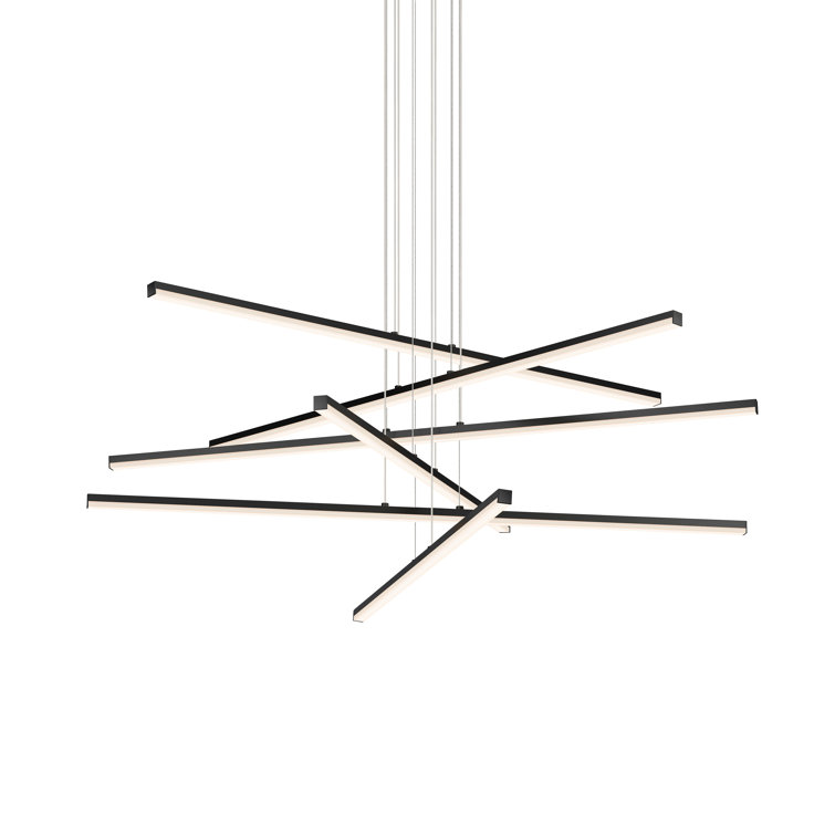 Satin Black 40" Glass LED Linear Chandelier