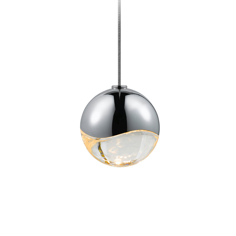 2.5" Satin Nickel and Glass Globe LED Pendant Light