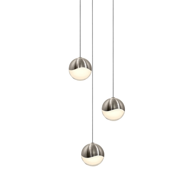 Satin Nickel 3-Light LED Globe Pendant