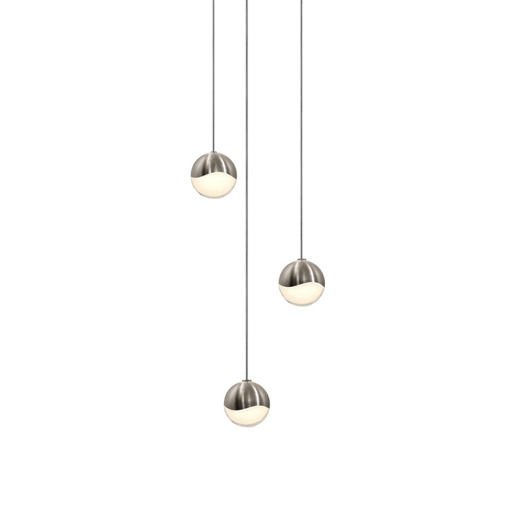 Satin Nickel Crystal Globe LED Pendant Light