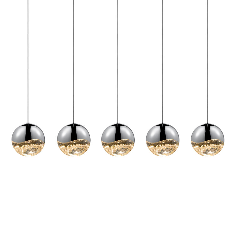 Satin Nickel 37.75" Glass LED Indoor/Outdoor Pendant Light