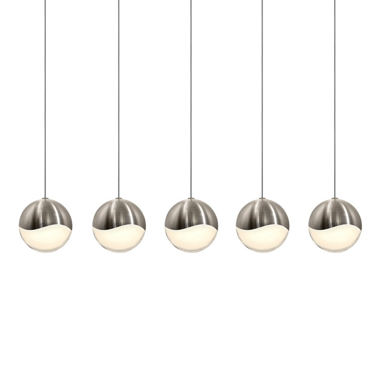 Satin Nickel 37.75" Glass LED Indoor/Outdoor Pendant Light