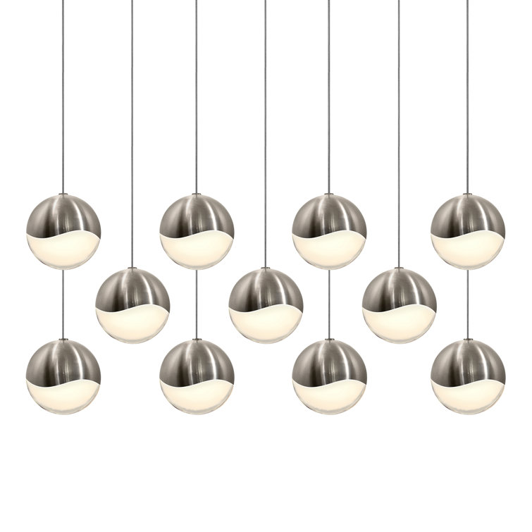 Satin Nickel Elegance 11-Light LED Crystal Indoor/Outdoor Pendant