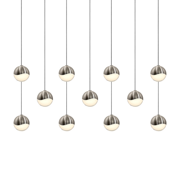 Satin Nickel Elegance 11-Light LED Crystal Indoor/Outdoor Pendant