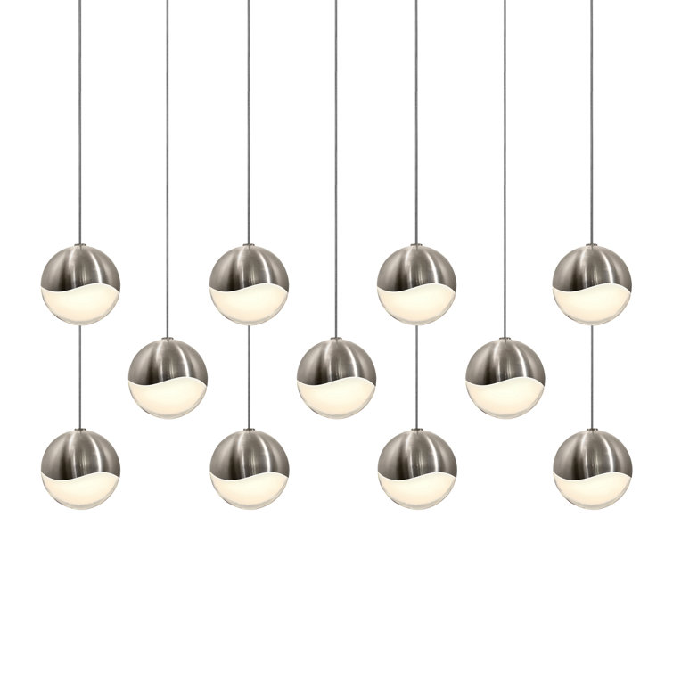 Satin Nickel Elegance 11-Light LED Crystal Indoor/Outdoor Pendant