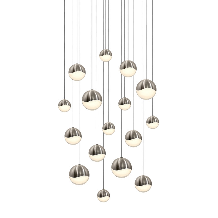 Sonneman Grapes 16-Light Crystal LED Pendant - Satin Nickel