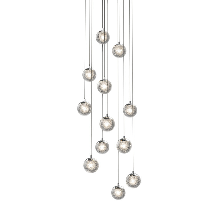 Champagne Bubbles 24-Light Chrome Globe LED Pendant
