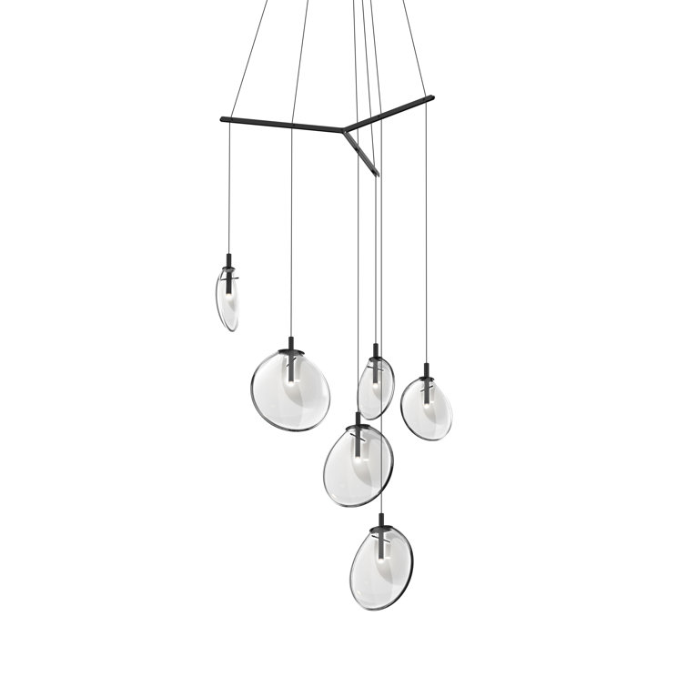 Satin Black 42" Glass LED Indoor/Outdoor Pendant Light