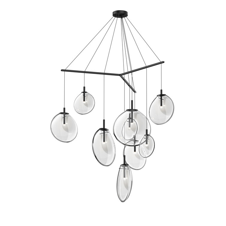Cantina 9-Light Black and Clear Glass LED Pendant
