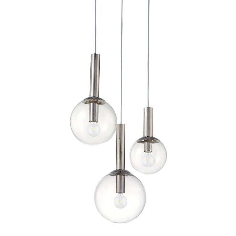 Polished Nickel 22" Glass Globe Pendant Light