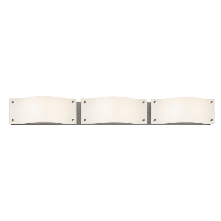 Satin Nickel 3-Light Dimmable Wave Bath Bar