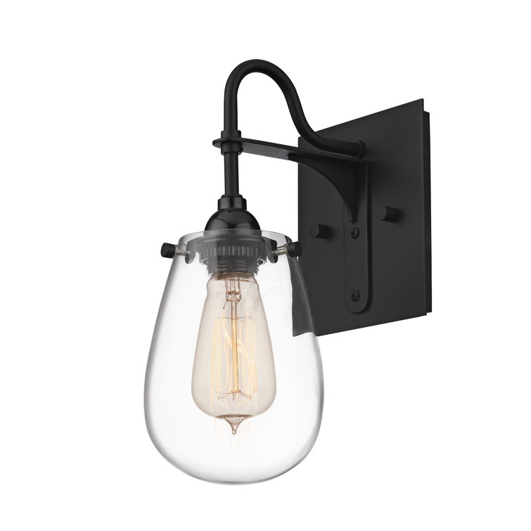 Satin Black and Clear Glass Bath Sconce