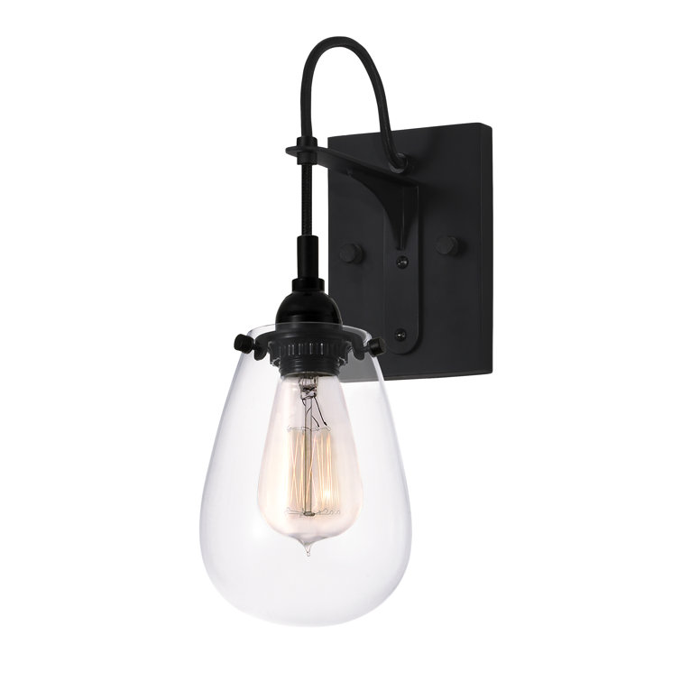 Chelsea Satin Black Direct Wired Sconce with Clear Glass Shade