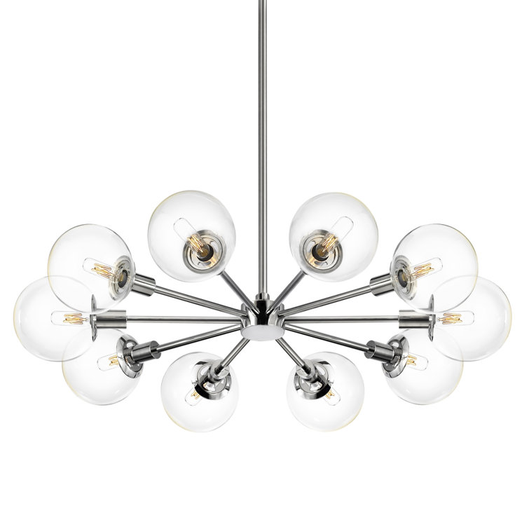 Chic Orb Radial 10-Light Pendant in Polished Chrome and Clear Glass