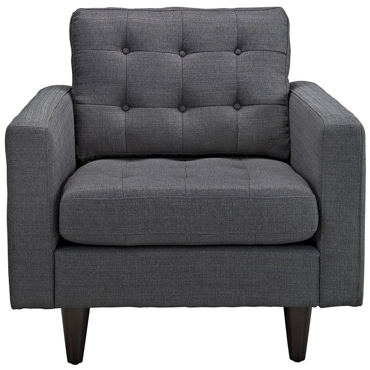 Noble Gray 35.5" Tufted Armchair with Solid Wood Legs