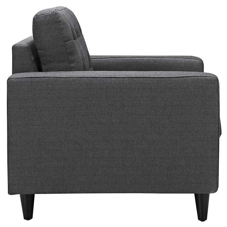 Noble Gray 35.5" Tufted Armchair with Solid Wood Legs