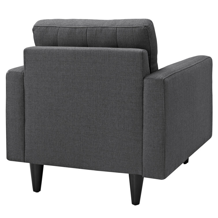 Noble Gray 35.5" Tufted Armchair with Solid Wood Legs