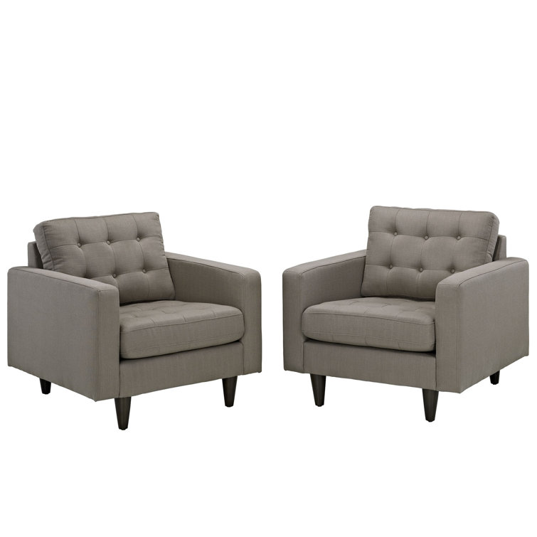 Granite Upholstered Armchair Set with Solid Wood Legs