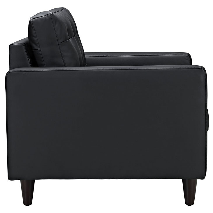 Black Leather Mid-Century Modern Armchair Set
