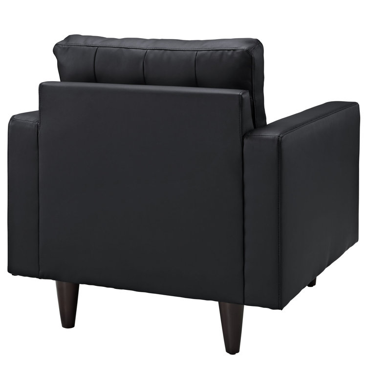 Black Leather Mid-Century Modern Armchair Set