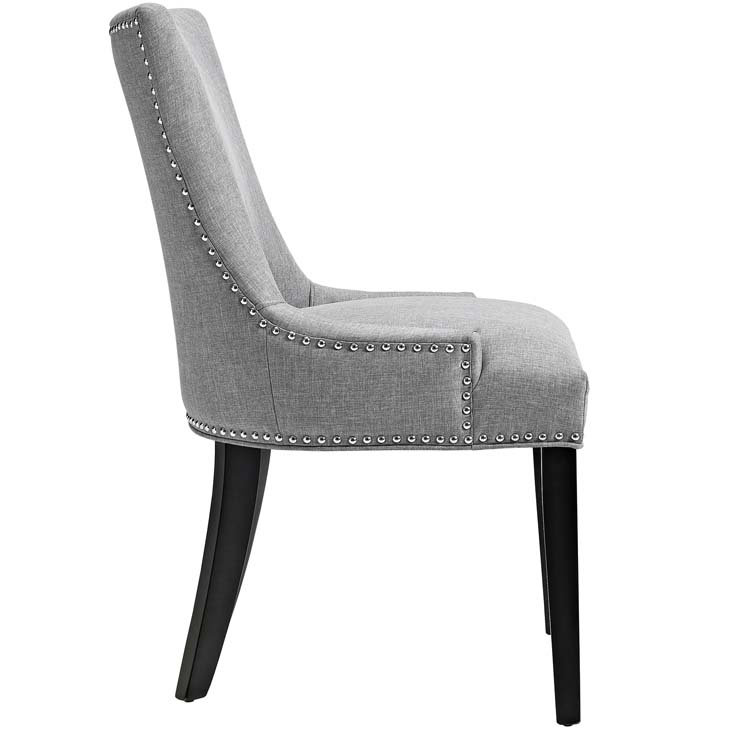 Elegant Parsons Upholstered Side Chair with Nailhead Trim, Light Gray