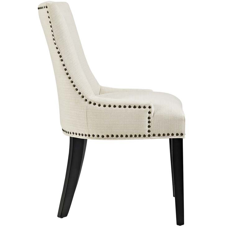 Beige Upholstered Faux Leather Parsons Side Chair with Wood Legs