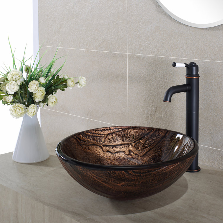 Gaia Copper-Brown Glass Circular Vessel Sink