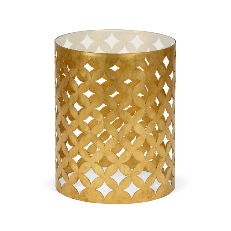 Harper 20'' Antique Gold Leaf Iron & Glass Bunching End Table