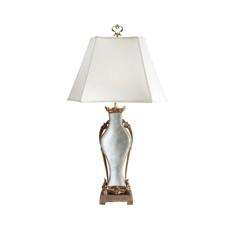 Bernini Blue and Gold 1-Light Table Lamp with Silkette Shade