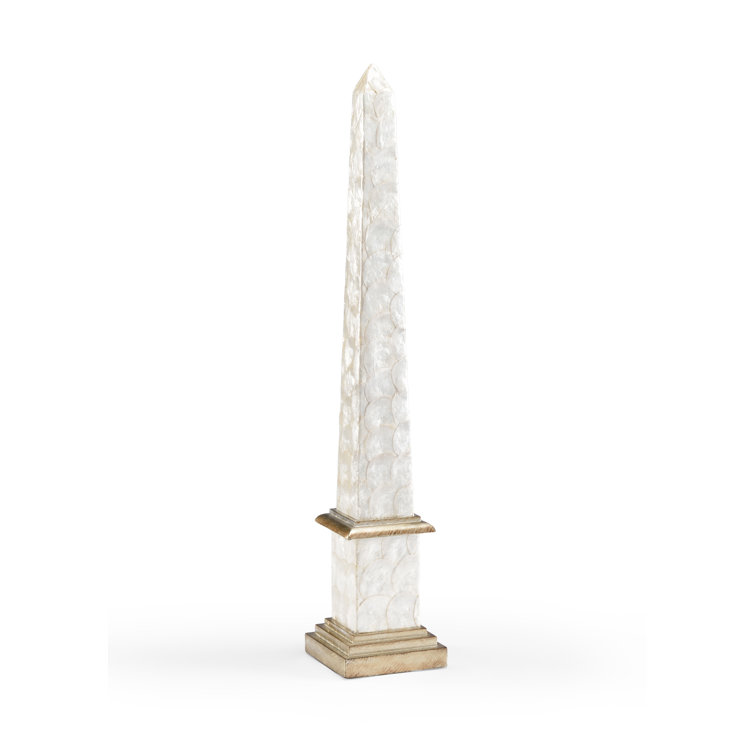 Pearl Pylon 30" Natural Capiz and Antique Gold Decorative Sculpture