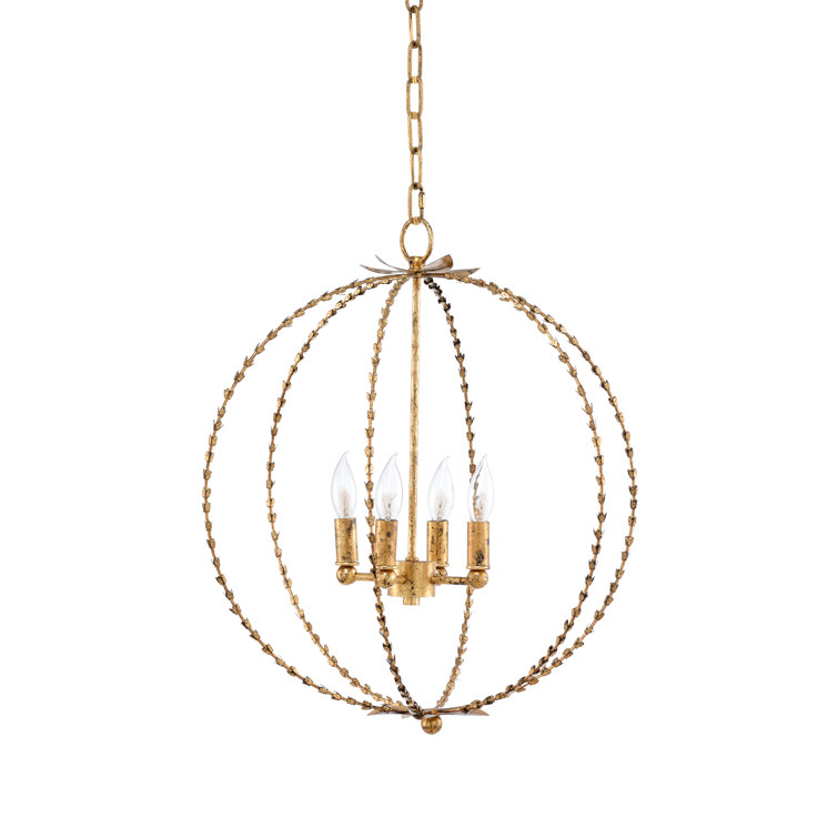 Blackened Gold Leaf 4-Light Globe Chandelier