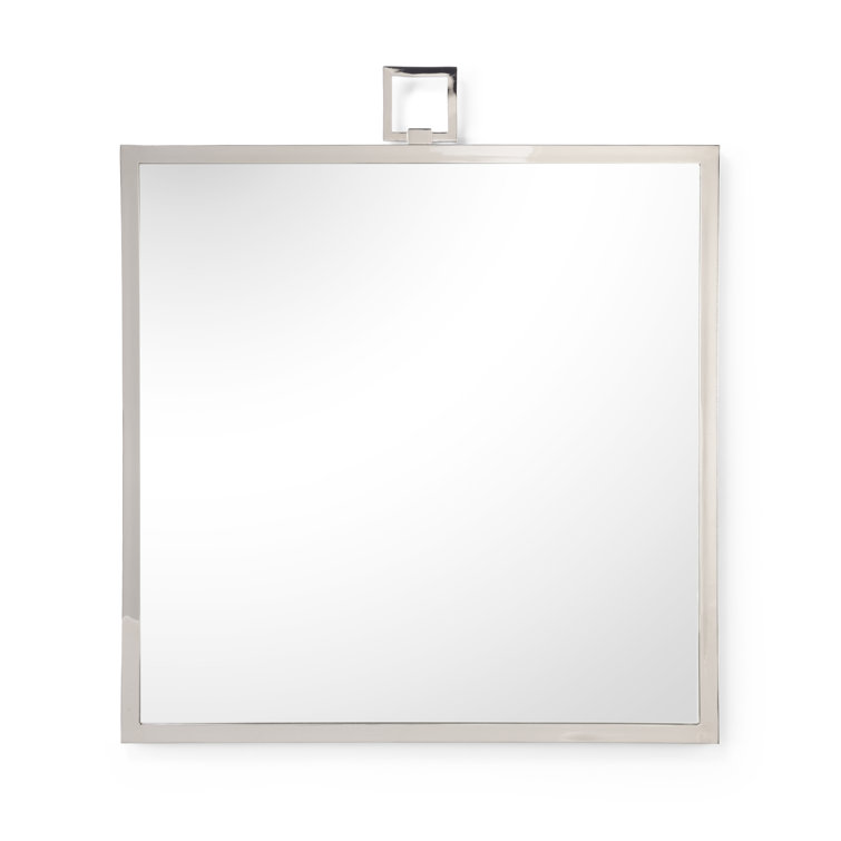 Square Polished Nickel Wall Mirror with Iron Frame
