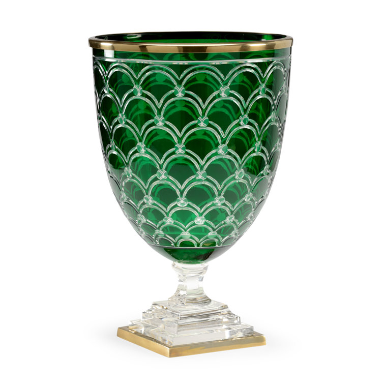 Emerald Green Brass-Inspired Elegant Conservatory Hurricane