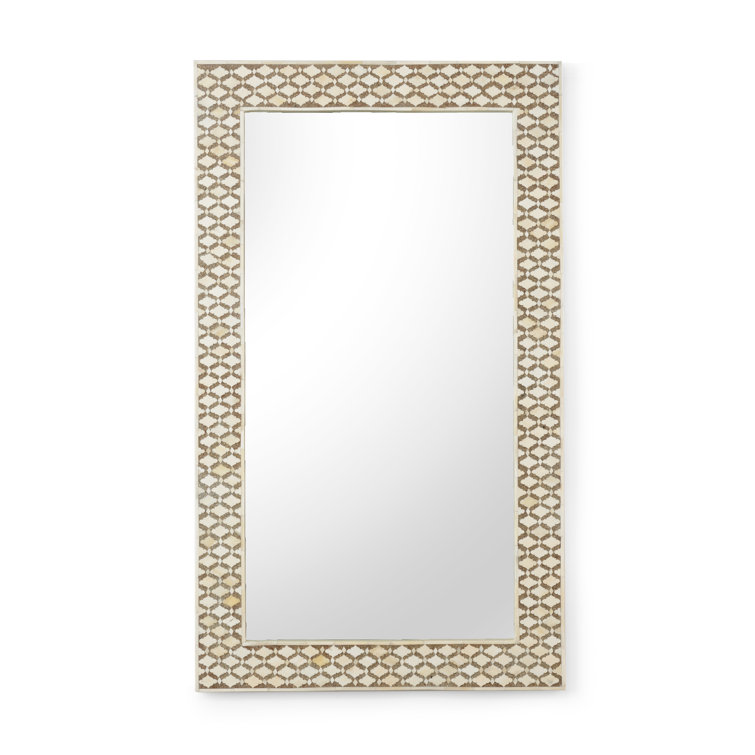 Elgon Quatrefoil Bone Inlay 48" Rectangular Wood Mirror