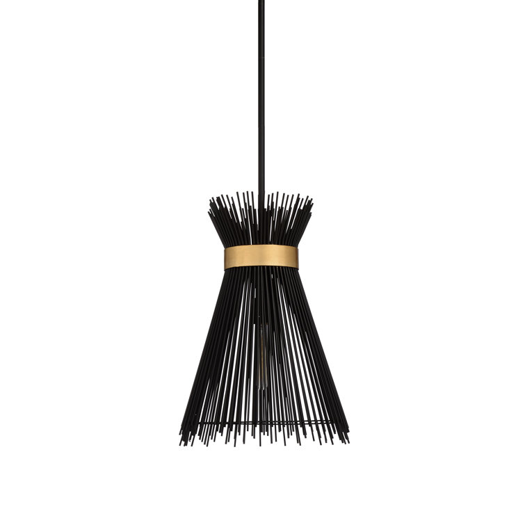 Quimby Black and Gold Leaf Iron Pendant Light