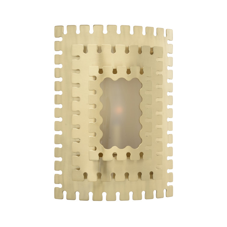 Ellis Antique Brass 1-Light Sconce with Frosted Glass Shade