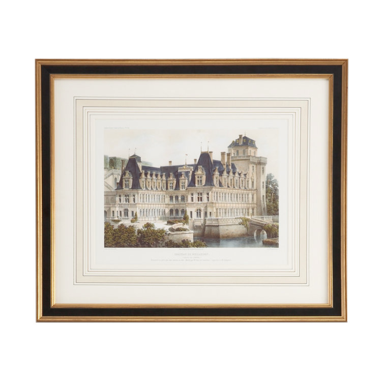 Chateau De Villandry Architectural Print with Gold and Black Frame