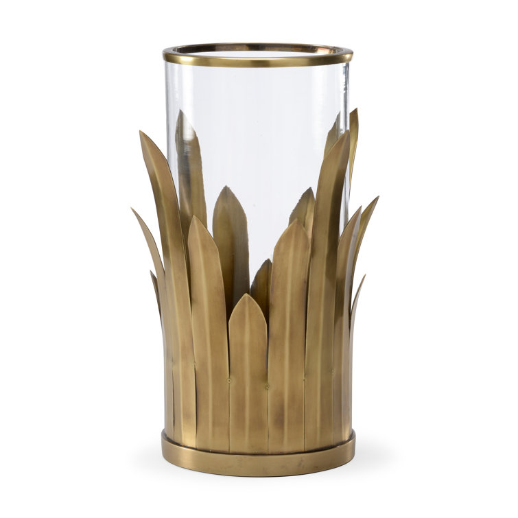 16.25'' Brass and Glass Tabletop Hurricane