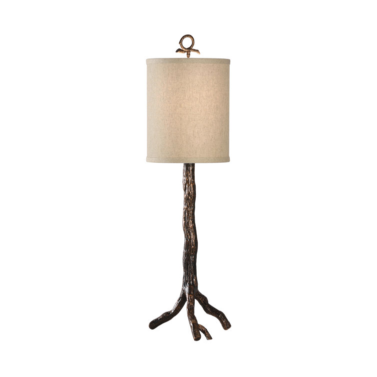 Old Bronze Finish 1-Light Table Lamp with Natural Linen Shade