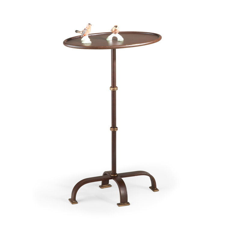 Round Metal and Wood Industrial Side Table