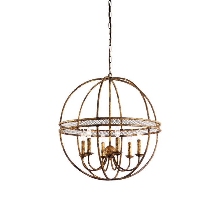 Tuscan Aged Iron 6-Light Geometric Sphere Chandelier