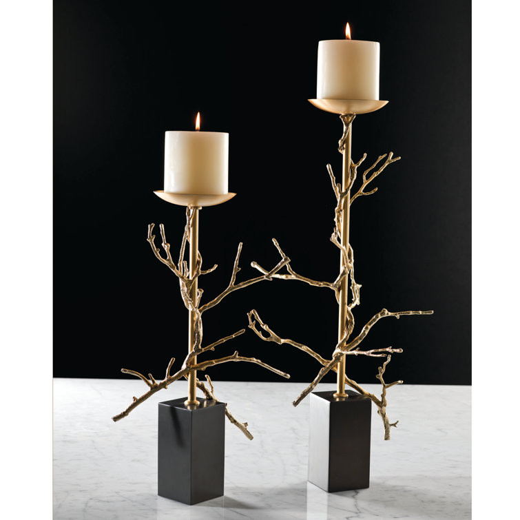 Elegant Brass Twig Large Candlestick Holder, 25'' H x 12'' W