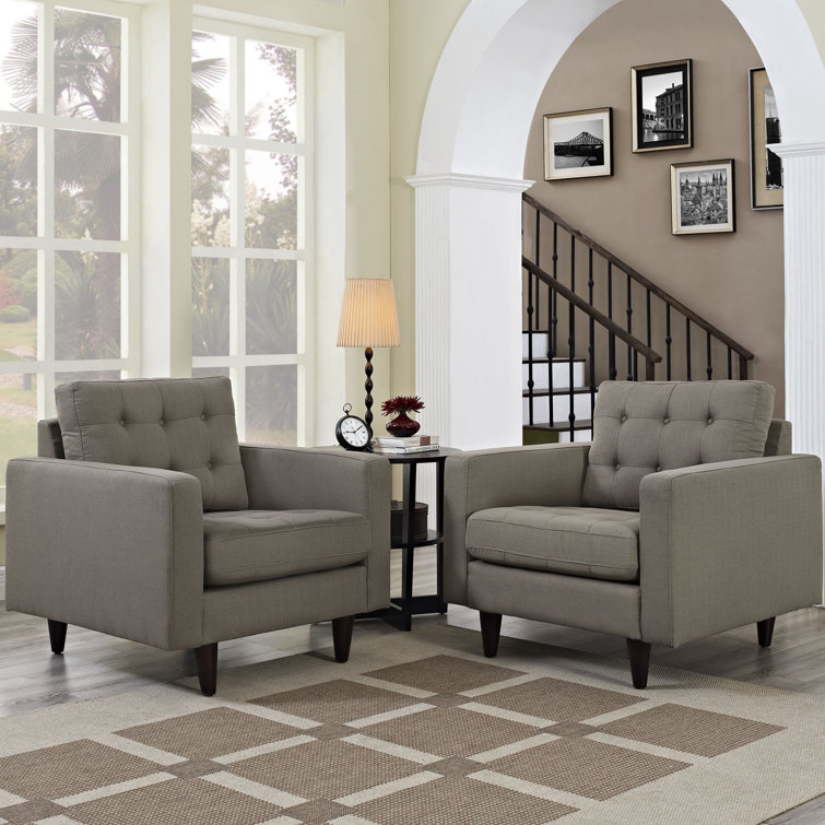 Granite Upholstered Armchair Set with Solid Wood Legs