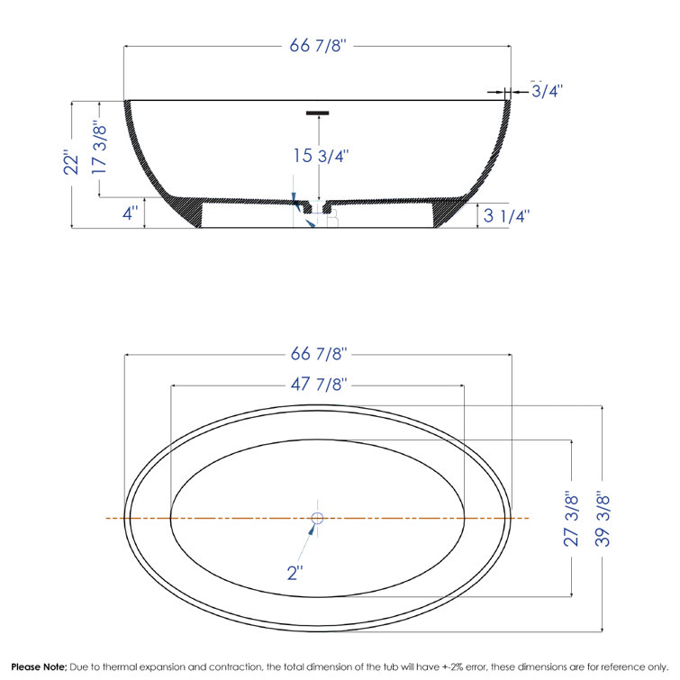 67'' Matte White Resin Freestanding Soaking Bathtub