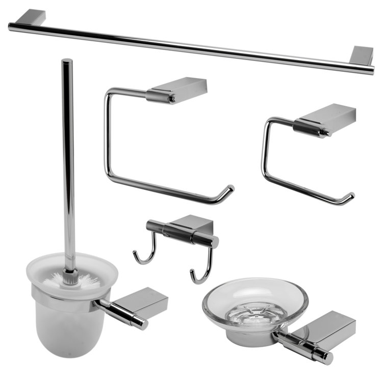 Polished Chrome 6-Piece Modern Bathroom Accessory Set