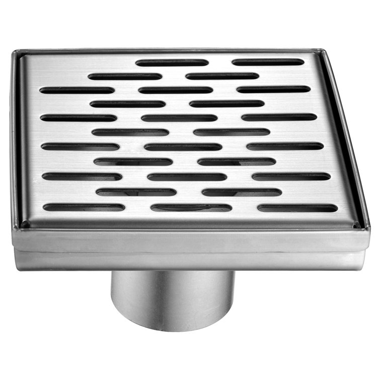 5.25'' Square Silver Stainless Steel Shower Drain