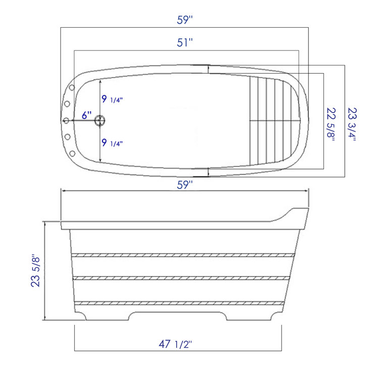 Natural Wood Freestanding Soaking Bathtub with Chrome Faucet